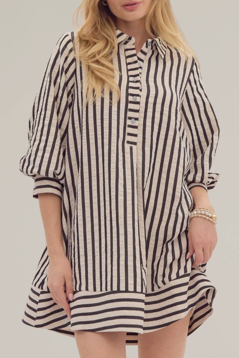 Entro - Striped Seersucker Mini Dress