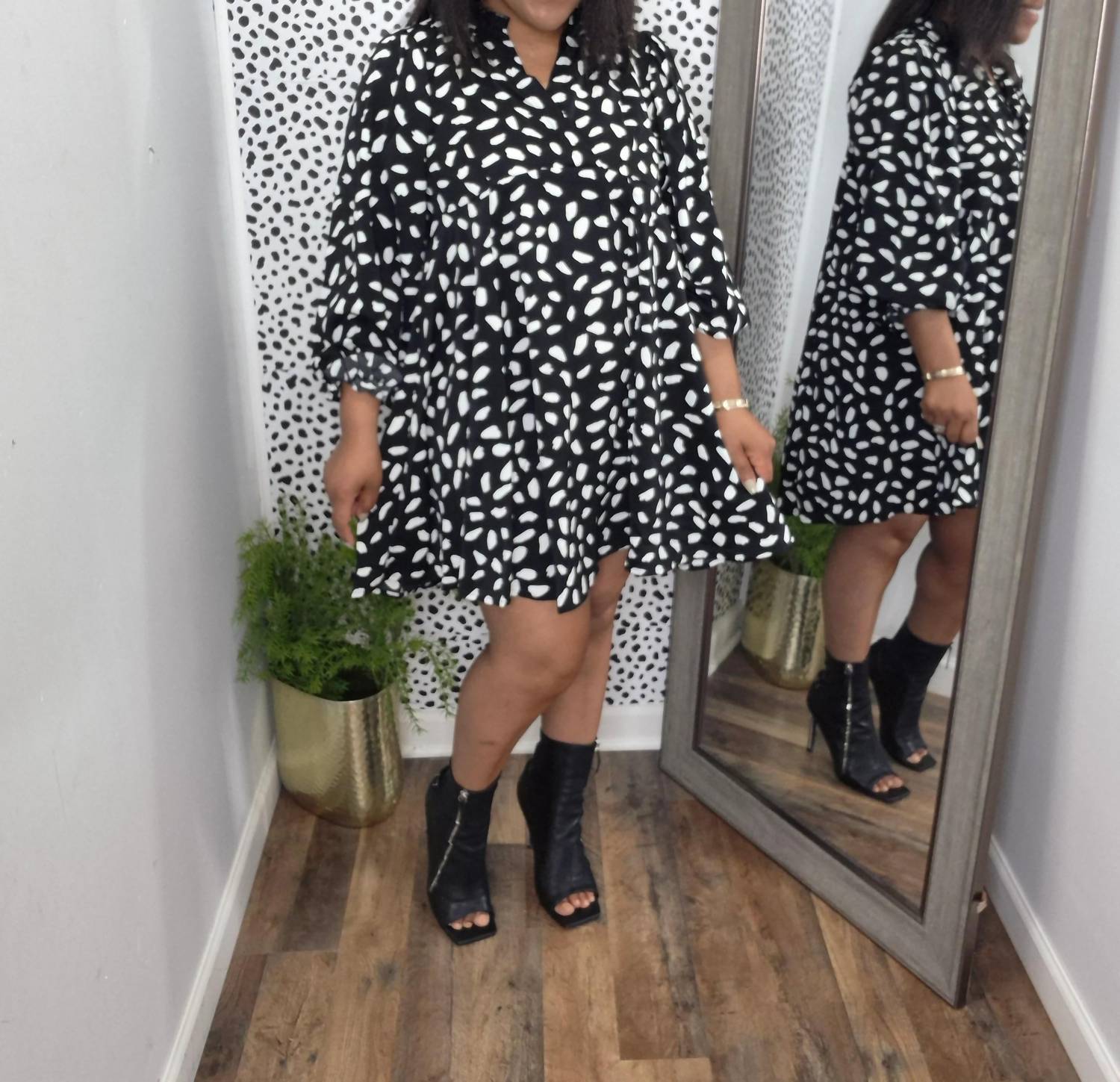 Umgee - Animal Print Puff Sleeve Dress
