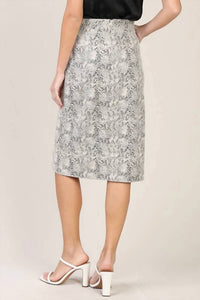 Skies Are Blue - Faux Leather Reptile Print Midi Skirt