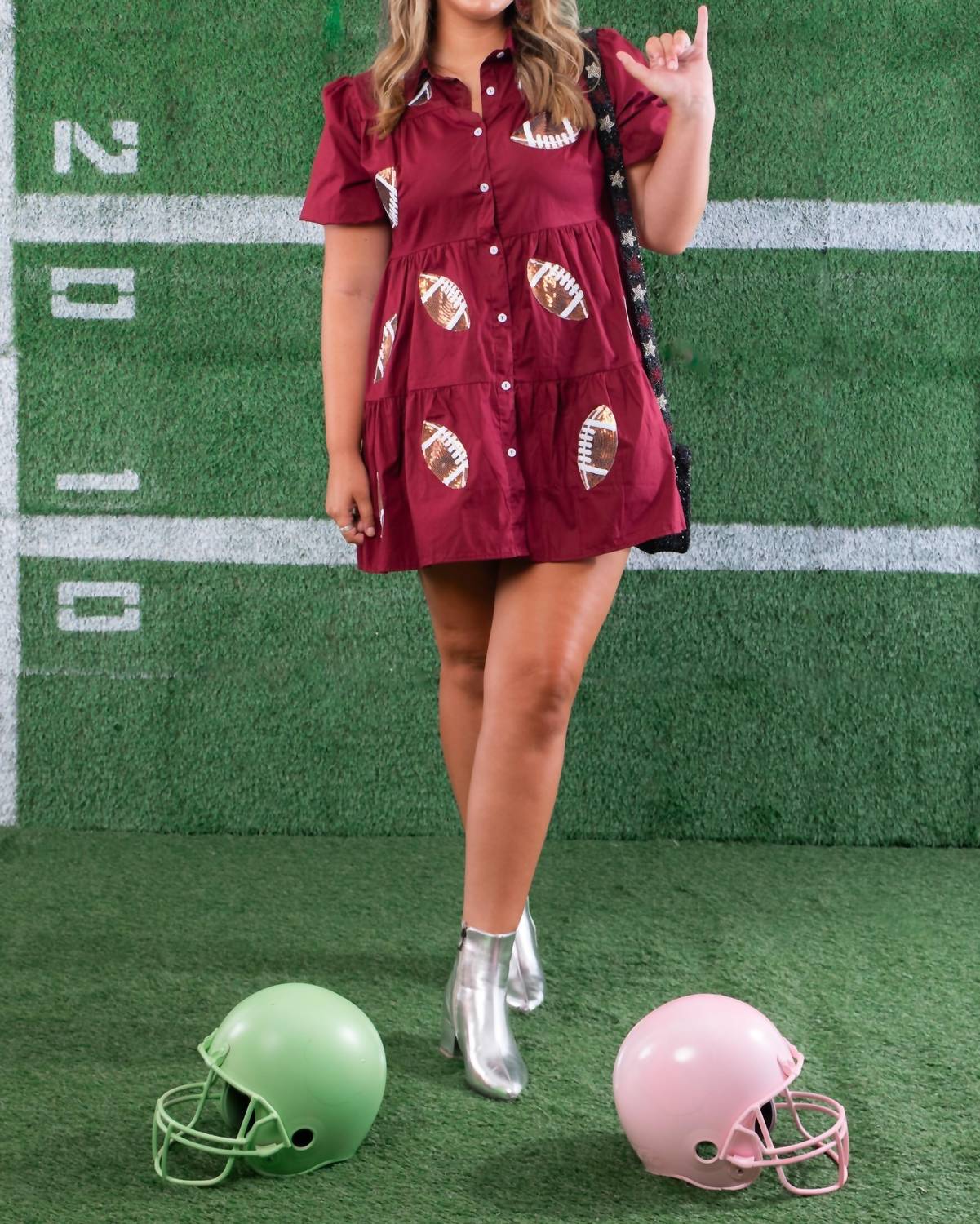 Lula the Label Sequin Football Dress in garnet - women's dress - view 4