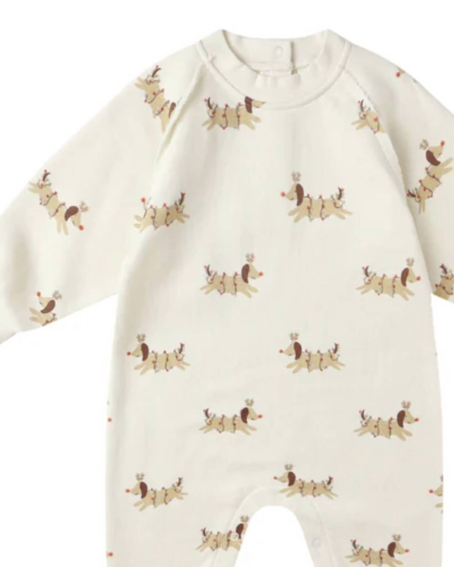 Rylee + Cru Kid's Raglan Jumpsuit in christmas dogs - kids' item - detail view