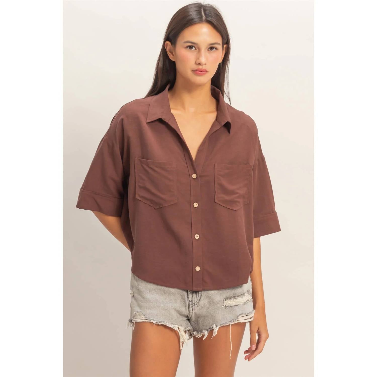 Hyfve - Button Up Collared Short Sleeve Shirt