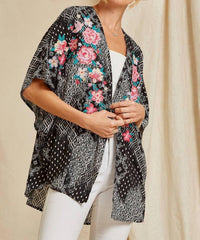 Andree By Unit - Floral Embroidered Kimono Jacket