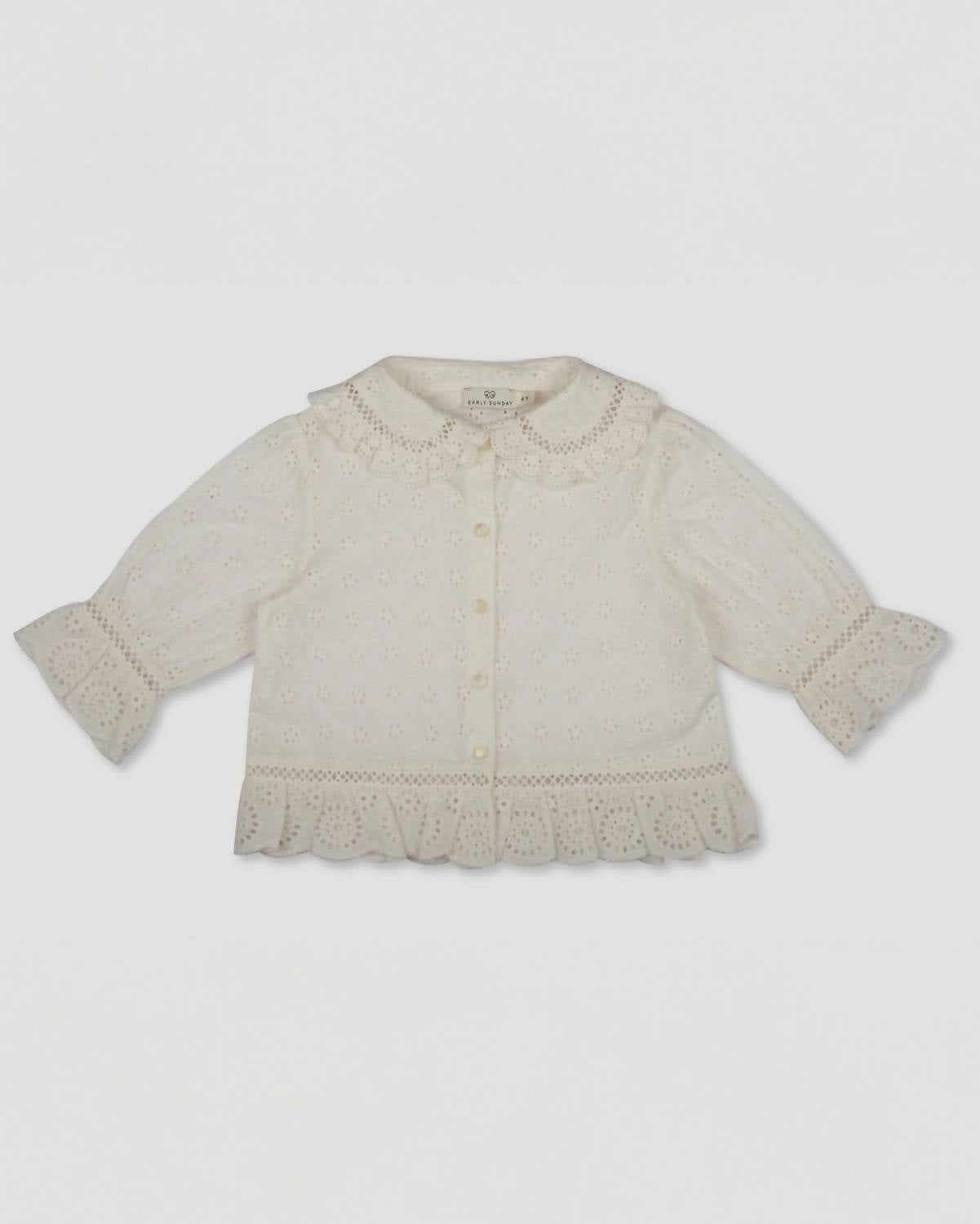 Early Sunday - Girls Eyelet Peplum Collared Blouse