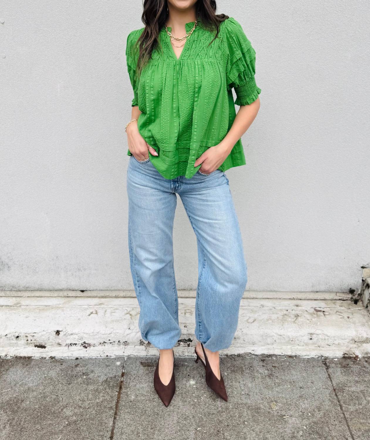 Thml - Short Sleeve Crinkle Detail Top