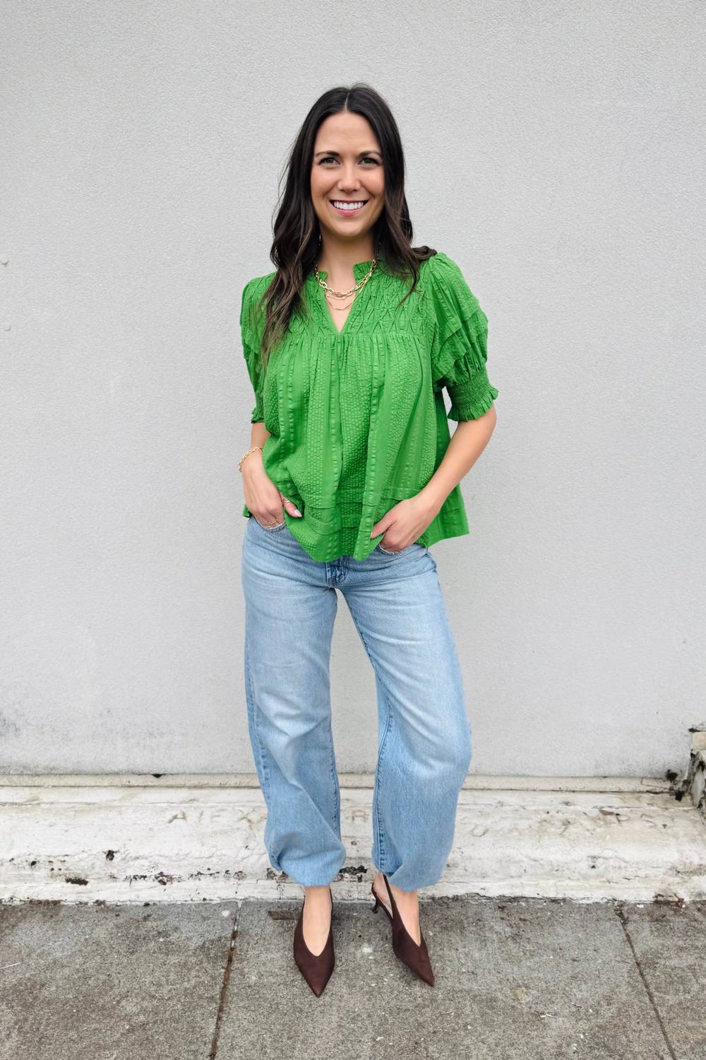 Thml - Short Sleeve Crinkle Detail Top