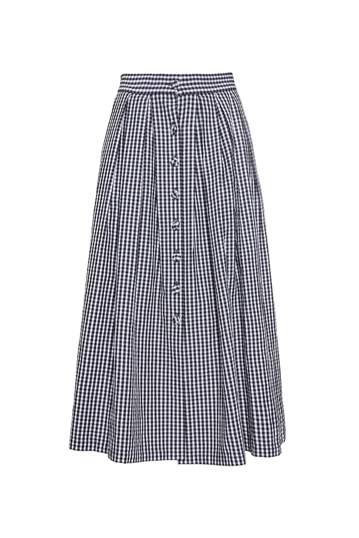 Hunter Bell - Eva Gingham Button Front Midi Skirt