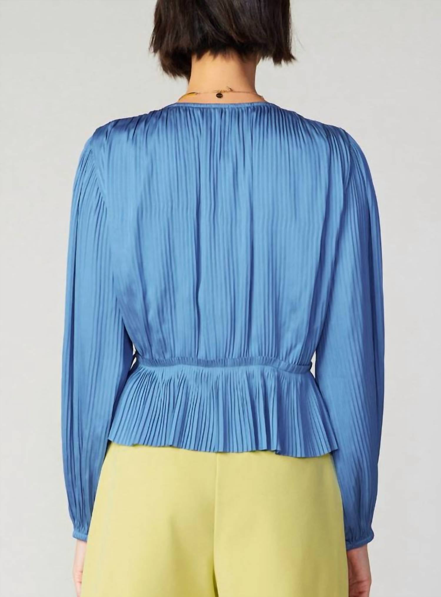 Current Air - Long Sleeve Pleated Wrap Blouse