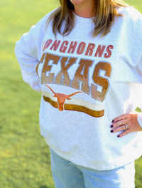 QUEEN OF SPARKLES Longhorns Texas Vintage Sweatshirt in grey - women's top - view 4