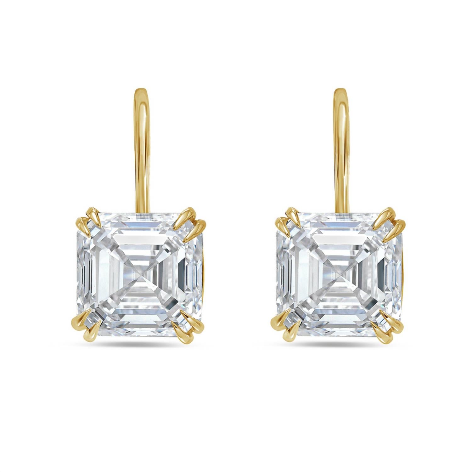 Diana M Jewels - 6.00 Cts Lab Grown Asscher Diamond Drop Earrings