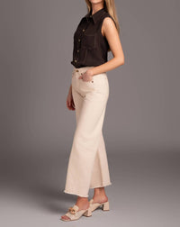 Alysi - Sleeveless Button Up Top