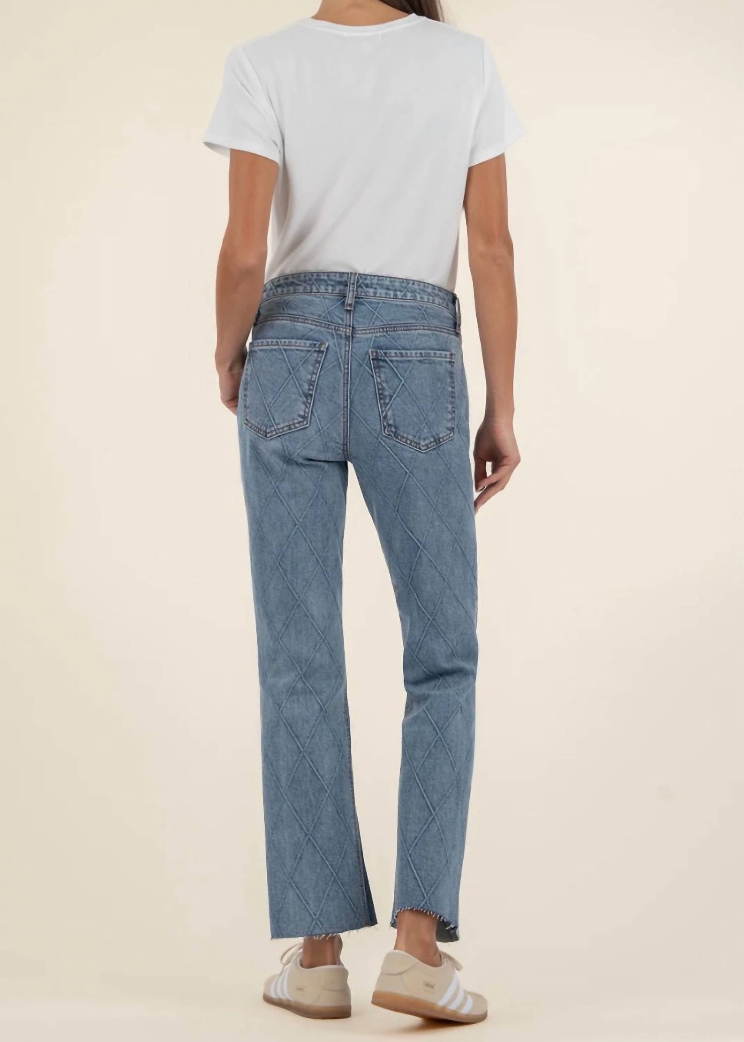 KUT FROM THE KLOTH Kelsey High Rise Ankle Flared Jeans in a bloom - women's jeans - detail view
