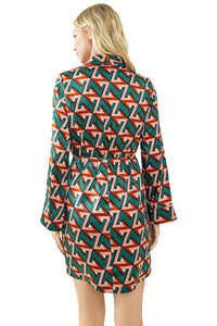 Tcec - Farrah Geometric Print Satin Dress