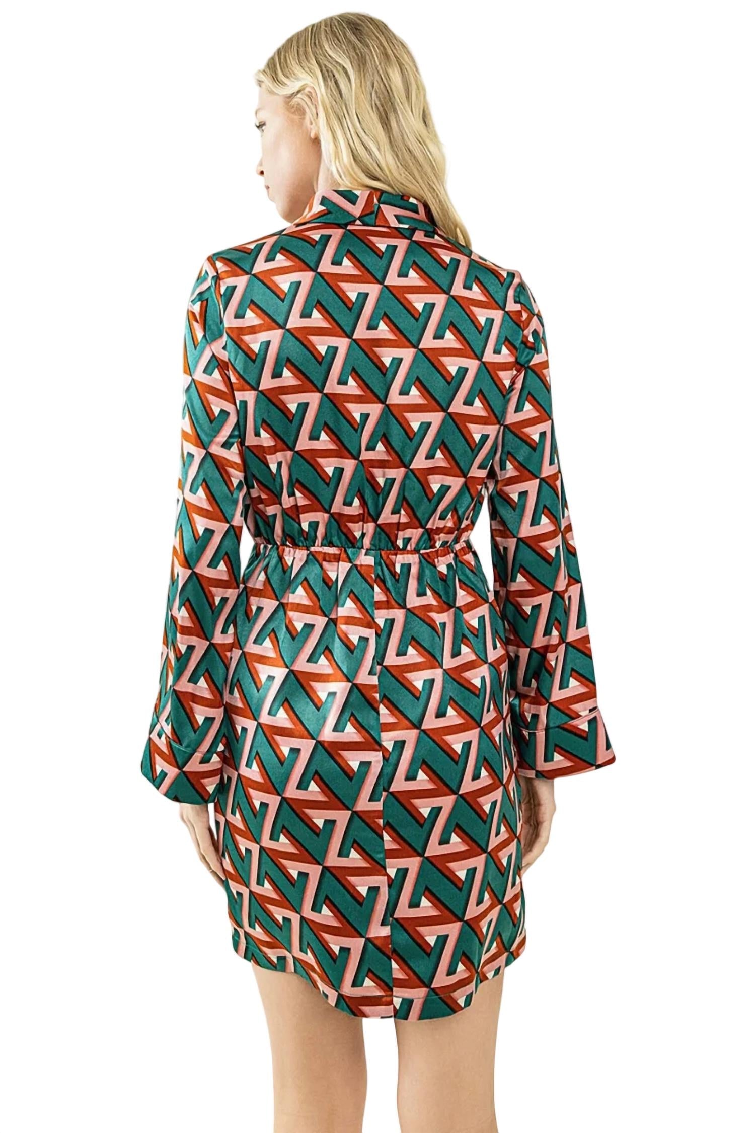 Tcec - Farrah Geometric Print Satin Dress