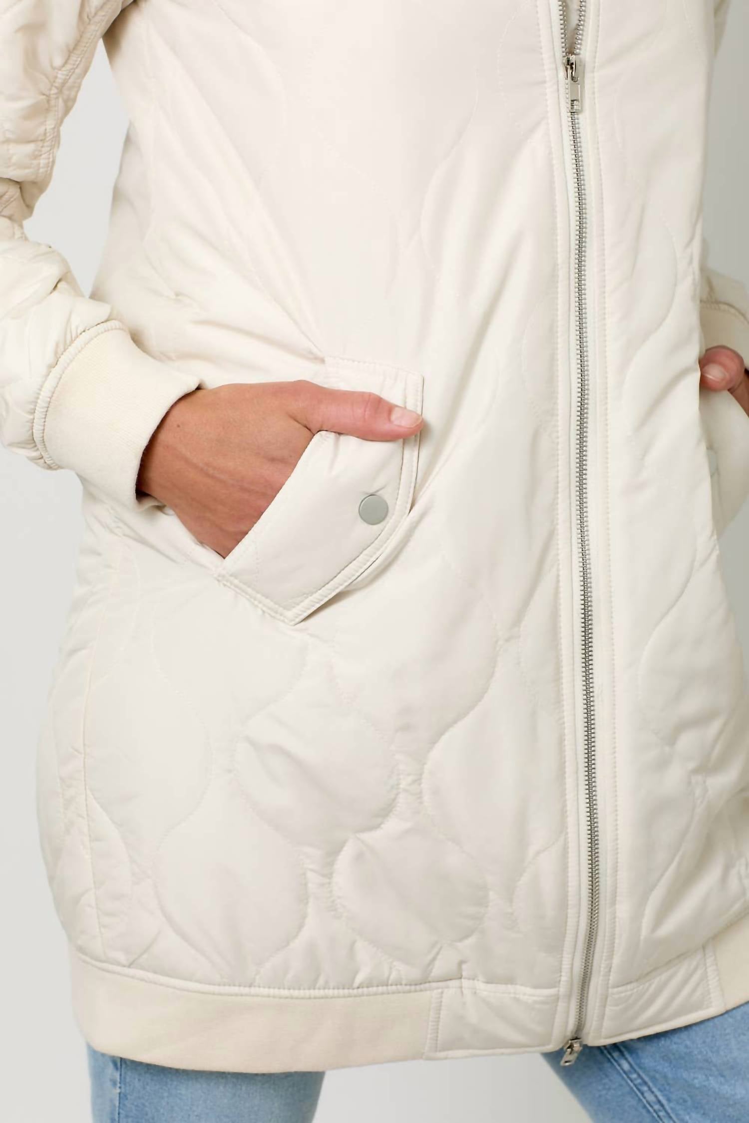 Mystree - Quilted Long Bomber Jacket