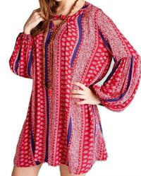 Velzera - Floral Paisley Keyhole Neckline Mini Dress