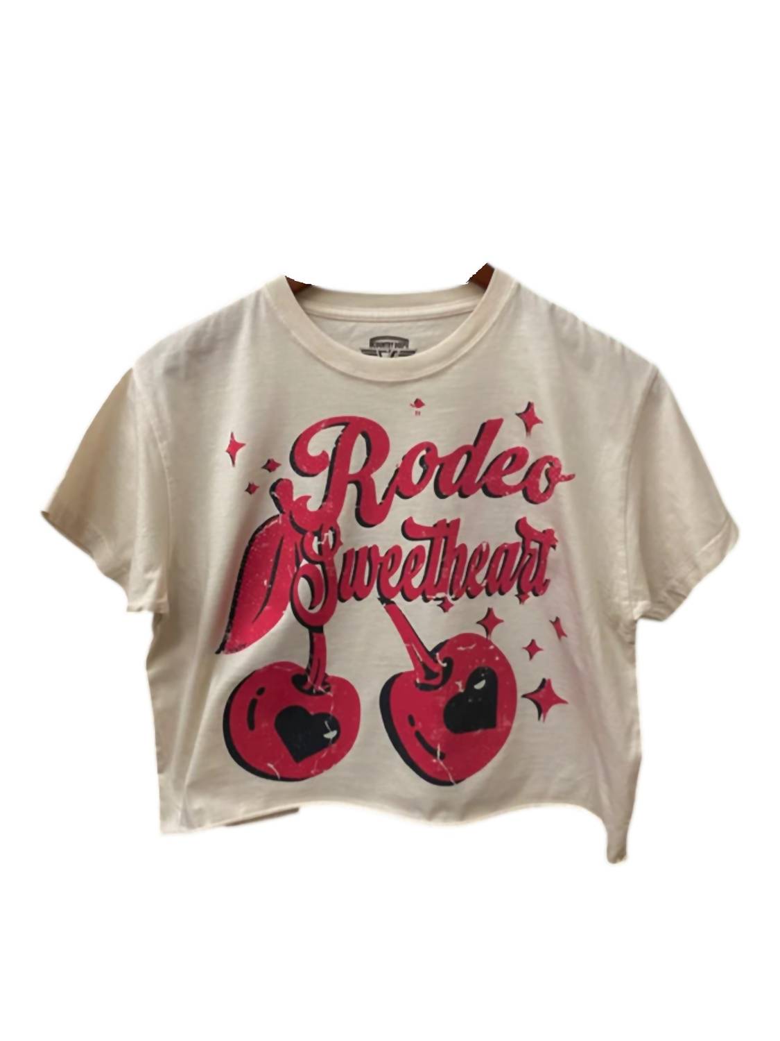 Country Deep Rodeo Sweetheart Crop Graphic Tee in natural - women's shirt - detail view