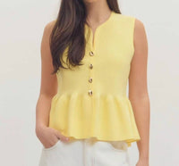 Entro - Solid V-Neck Peplum Top