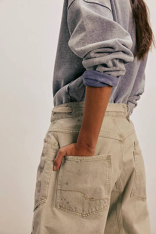 Free People - Moxie Low Slung Pull-on Barrel Jeans