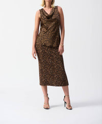 Joseph Ribkoff - Fitted Hip-length Cowl Neck Top