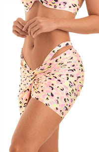 Wild & Pacific Bright Bikini Skirt in pastel jaguar - women's swimwear