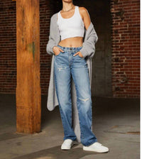 Vincent High Rise Long Wide Leg Jeans