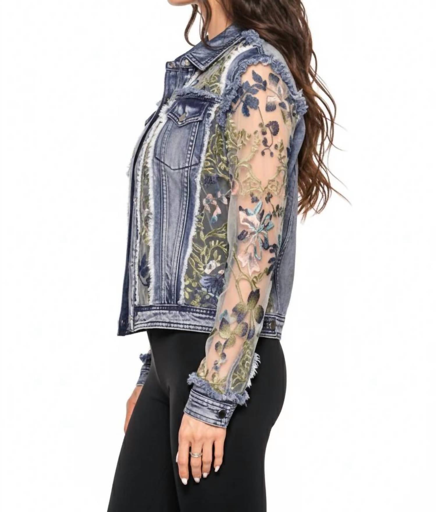 Adore - Denim Lace Jacket With Embroidery