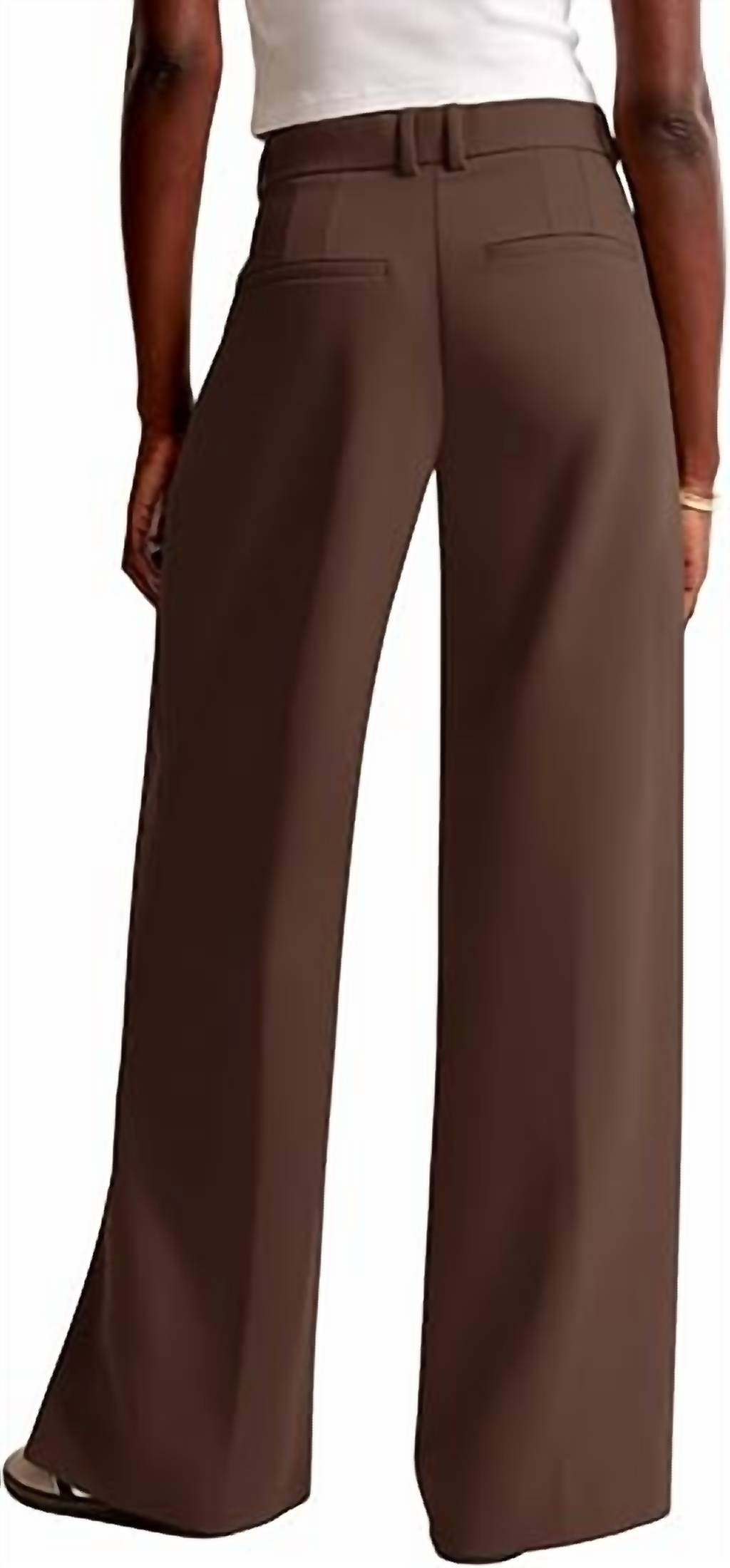 NiMin Wide Leg High Waisted Business Casual Work Trousers in dark brown - women's pants - alternate view