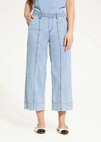 FDJ Peg Pull-on Wide Crop Trousers in powder wash - women's pants - view 4