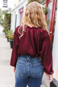 Haptics - Frilled Mock Neck Satin Top