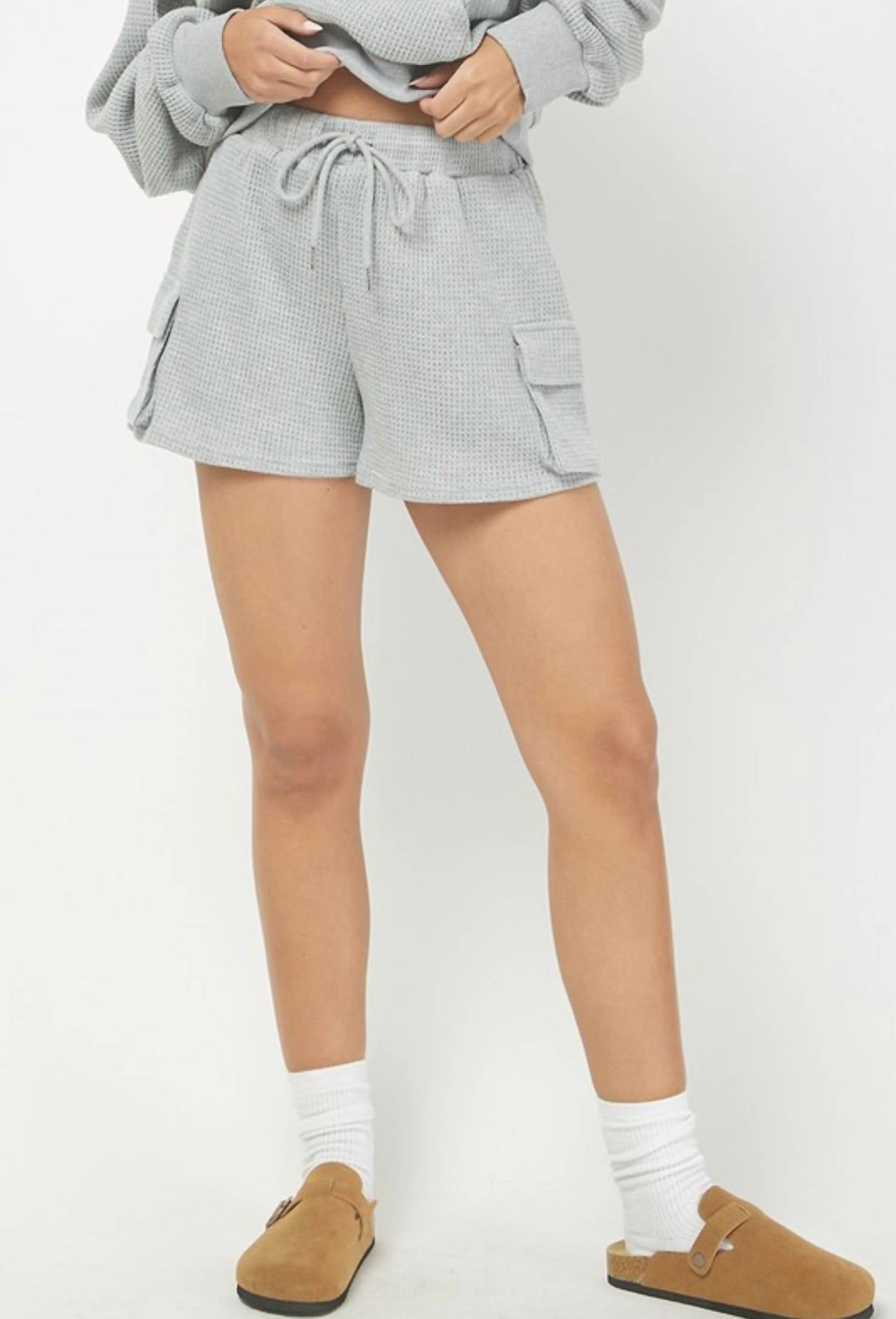 needii Willow Waffle Knit Shorts in gray - women's shorts - view 4