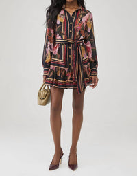 FARM RIO Chenille Flowers Mini Dress in black - women's dress