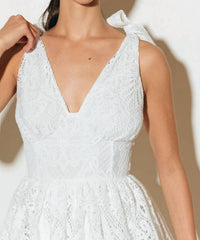 Flying Tomato - Lace Tie V Neck Mini Dress
