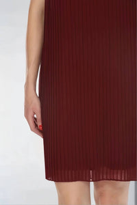 Joseph Ribkoff - Pleated Faux Leather Trapeze Mini Dress