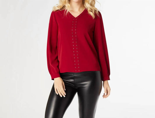 Coco + Carmen - Chloe V-Neck Blouse with Studs