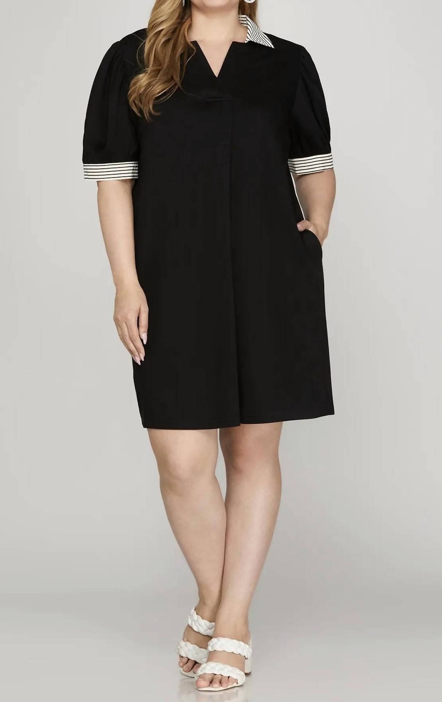 She + Sky - Kaia Puff Sleeve Mini Dress - Plus