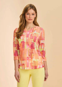 Fdj - 3/4 Sleeve Notch Neck Top - Plus