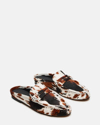 STEVE MADDEN Women's Rafe Cow Print Slip-on Flat in brown multi - women's flats