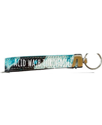Boho Ranch Acid Wash Cowhide Hair-on Wristlet Keychain in turquoise - women's accessory