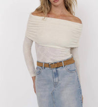 Sage The Label - Roadhouse Jacquard Knit Off Shoulder Top