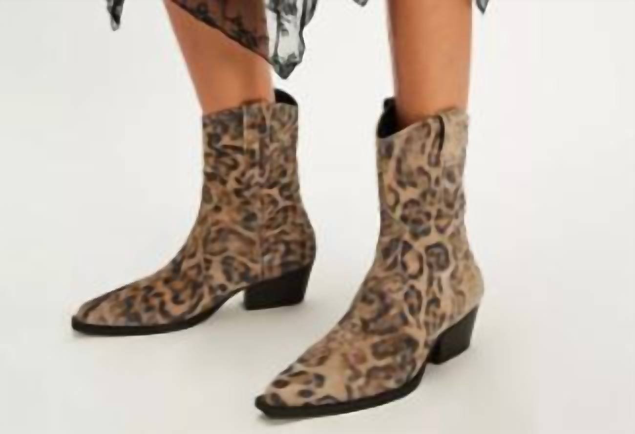 Free People Women's Cat Nap Cowboy Boot in leopard suede 1 - women's shoe - detail view