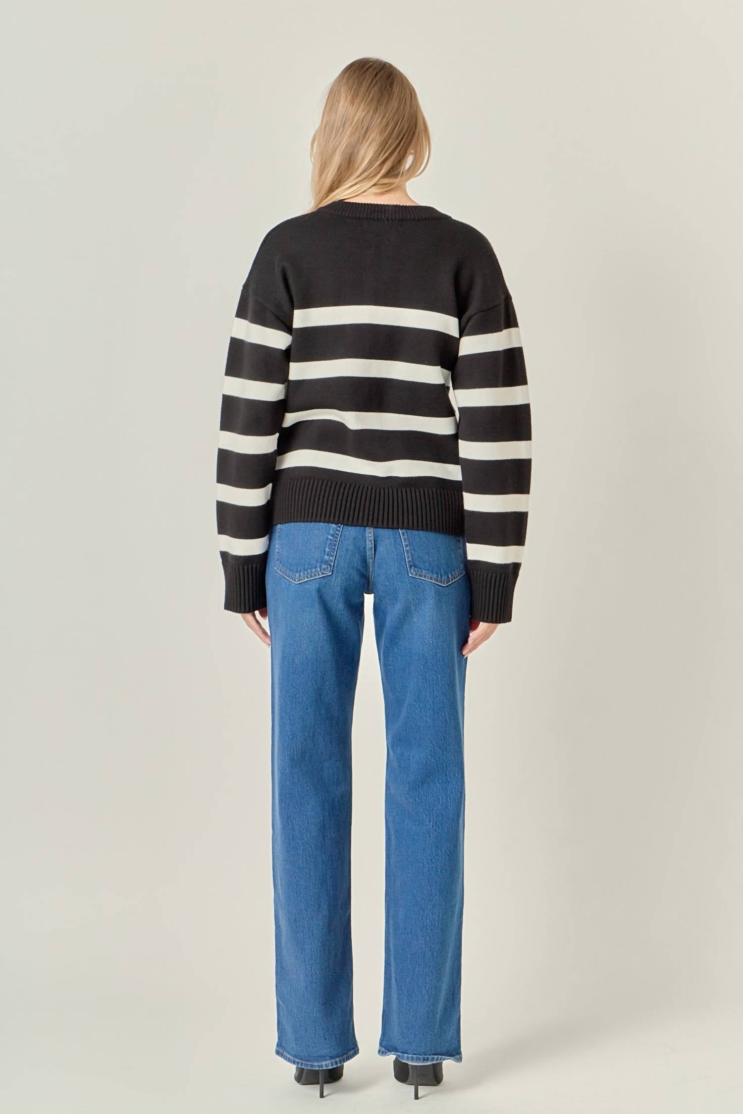 English Factory - Zip Up Striped Sweater