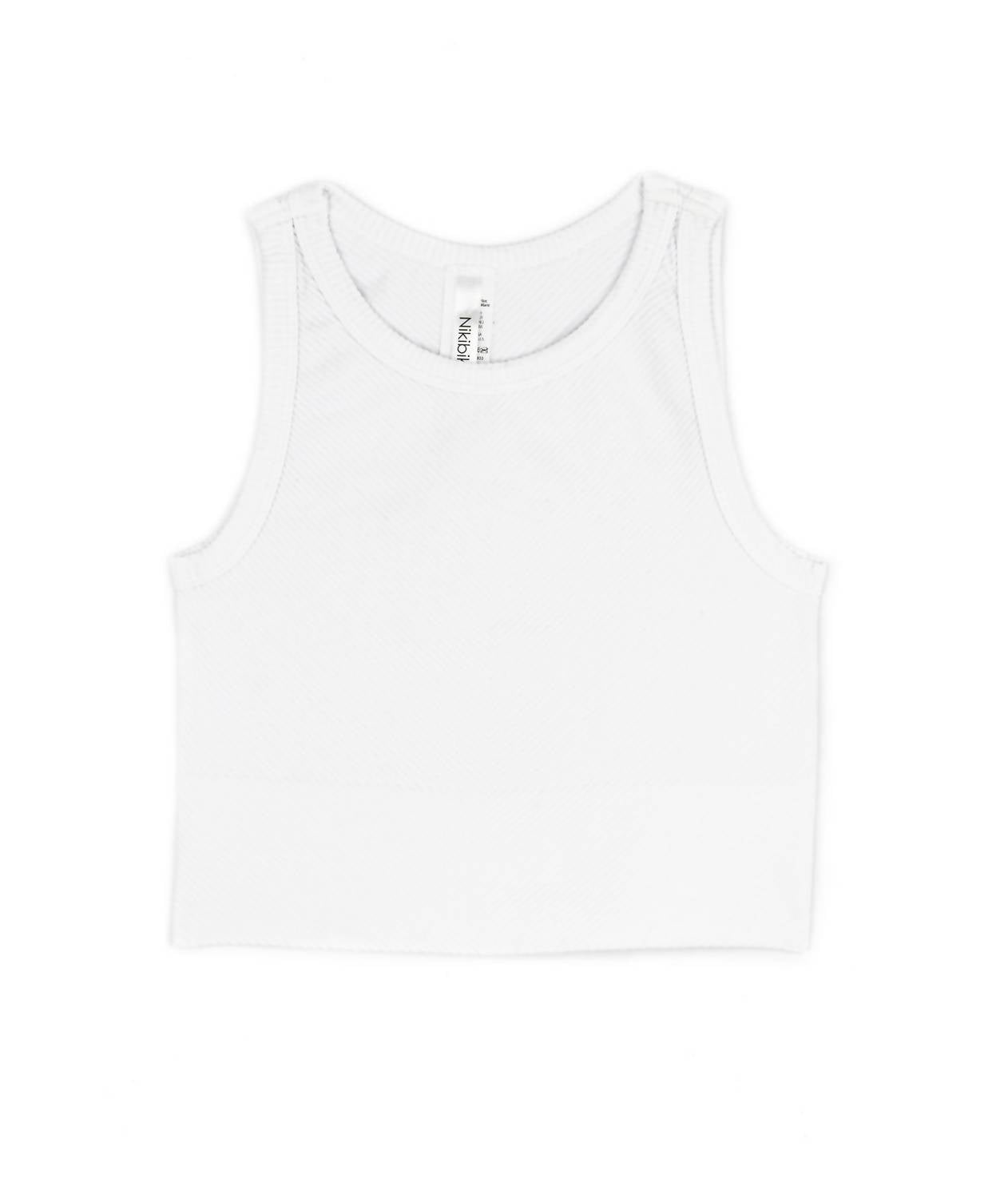 Nikibiki Junior Women's Sawyer Chevron Highneck Crop Top in white - women's shirt - detail view