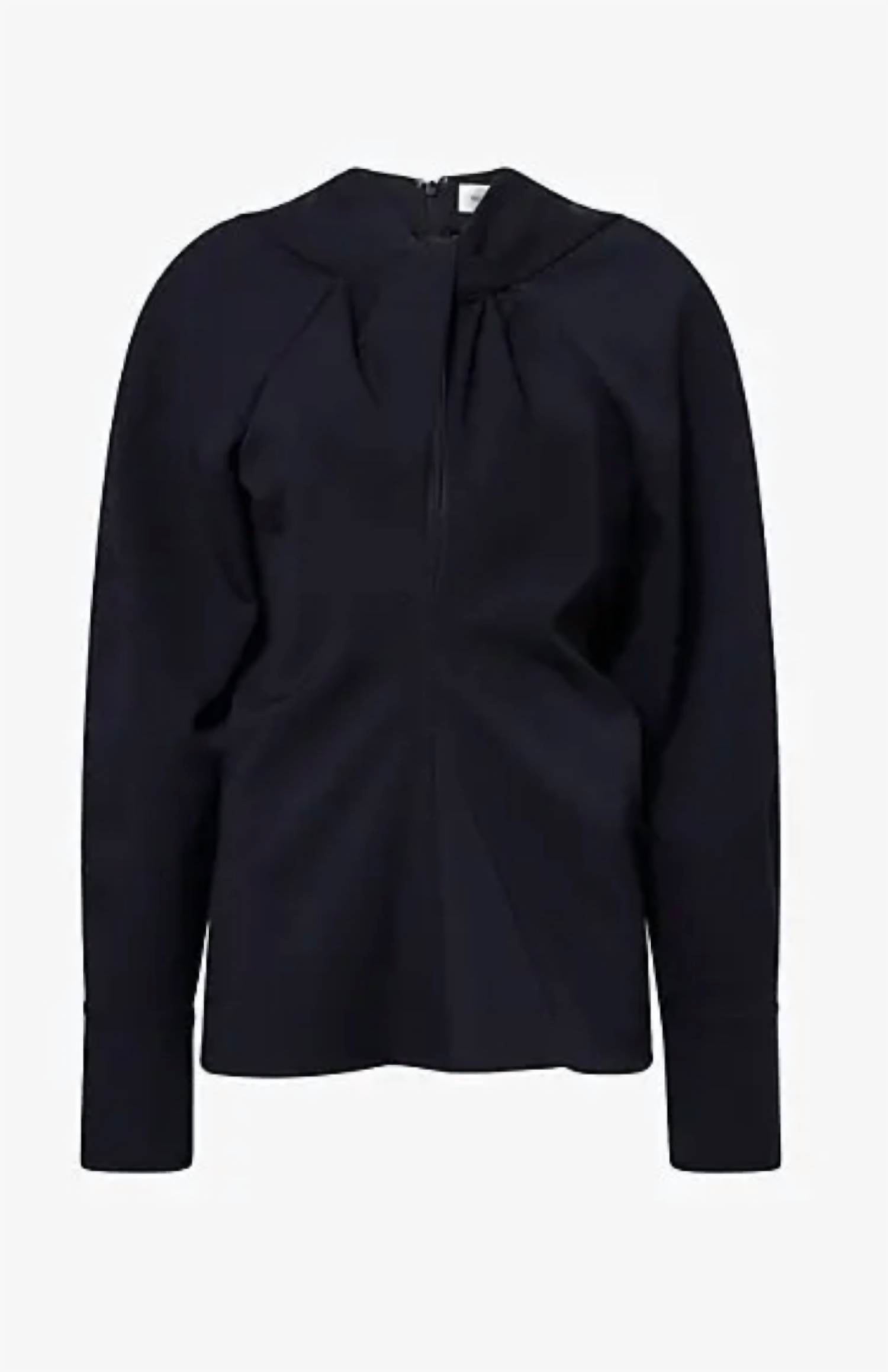 VICTORIA BECKHAM Twisted-neckline Textured Blouse in navy - women's blouse - view 5