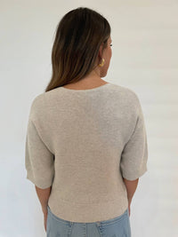 Kinross - Gaby Garter Easy Vee Elbow Sleeves Sweater