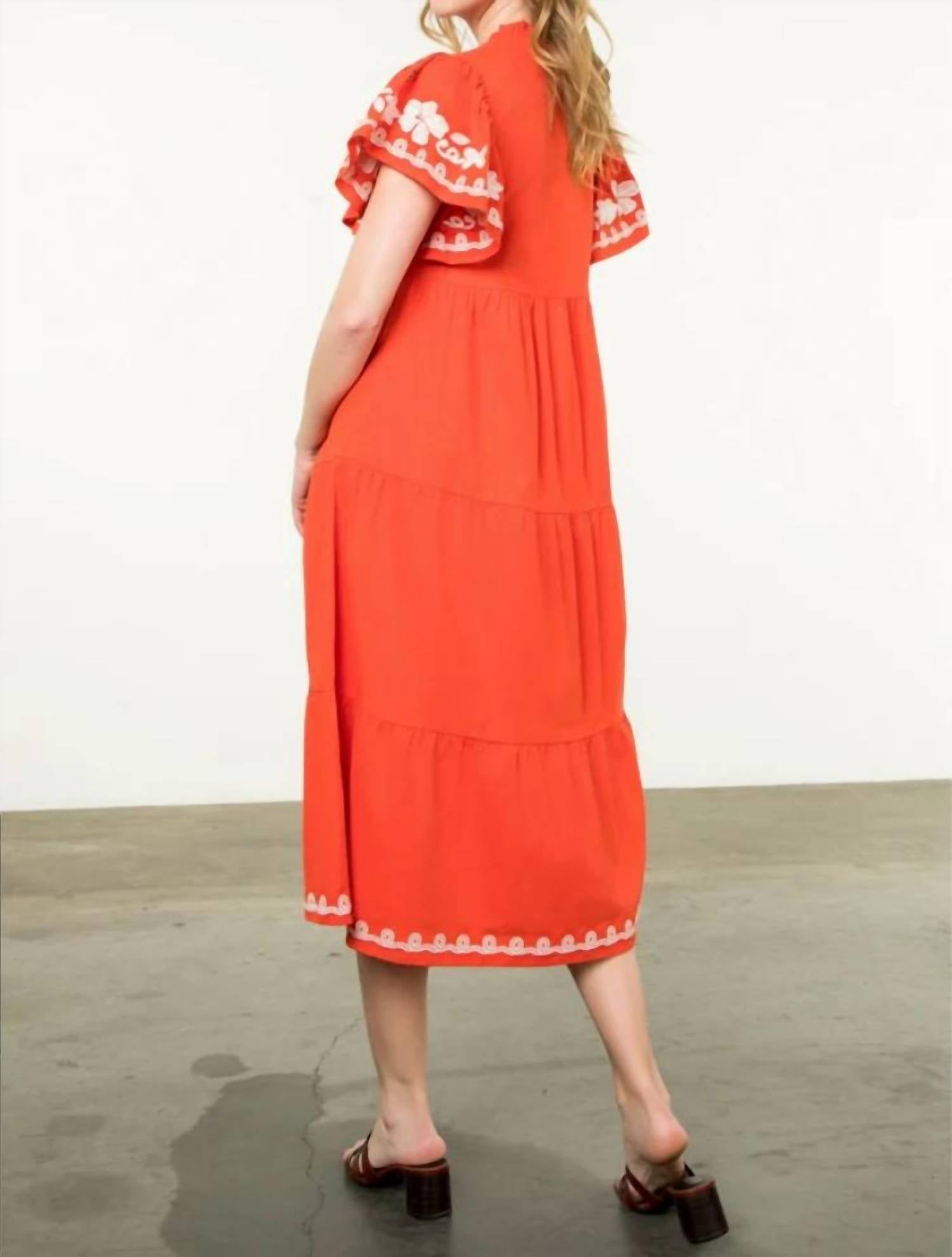 Thml - Sierra Embroidered Flutter Sleeve Dress