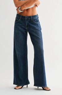 JUST USA Stretch Mid Rise Palazzo Jeans in blue - women's jeans - view 4