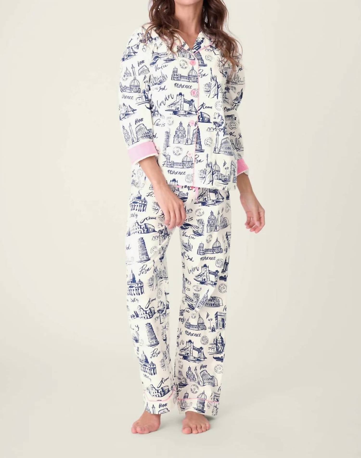 Pj Salvage - Bon Voyage 3-piece flannel pajama set