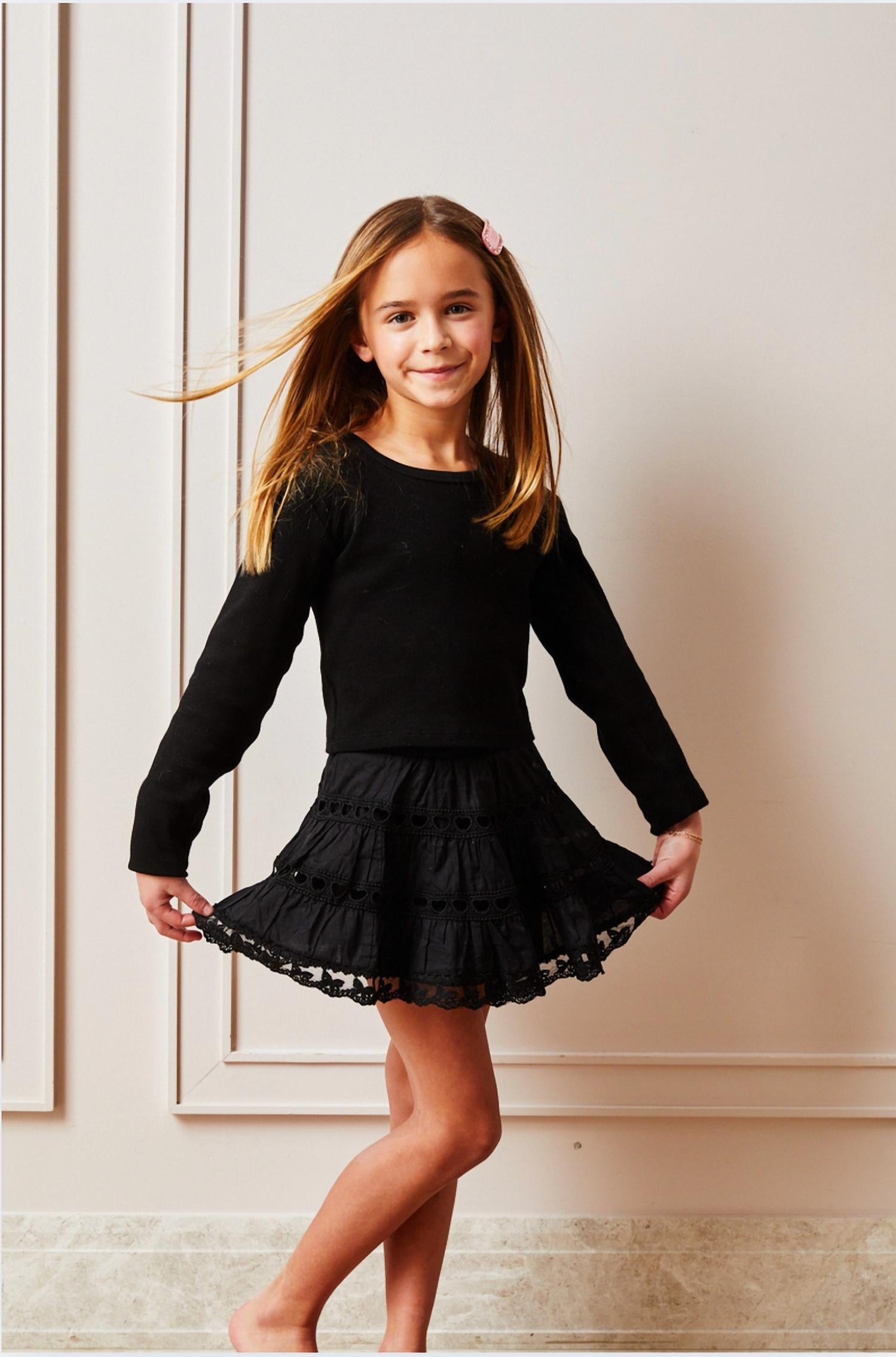 Theme - Girl's Sofia Heart Bow Lace Mini Skirt