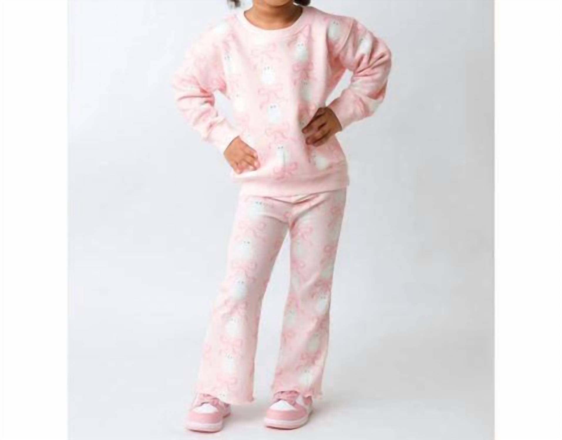 Sweet Wink - Kid's Coquette Ghost Halloween Sweatshirt